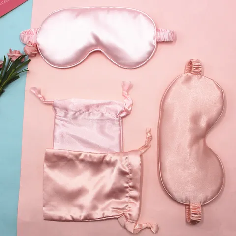 Set di Maschera per Dormire in Raso e Sacchetto con Coulisse Mascherina Oscurante per Viaggi Sonno Festa Matrimonio Regalo Uomo Donna