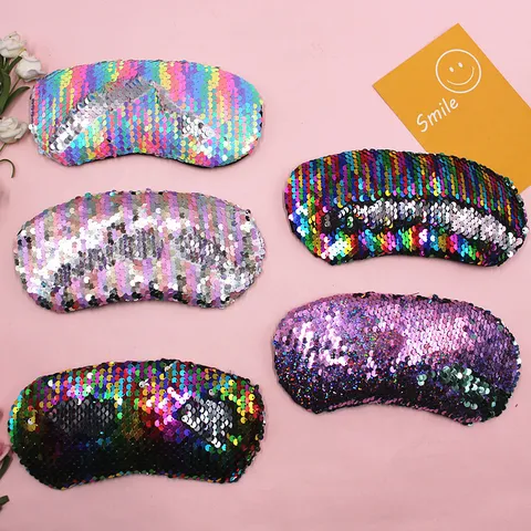 Mascherina per Occhi a Paillettes Reversibili a Sirena Bicolore Scaglie Lucide Maschera da Viaggio per Dormire Copertura Morbida per Donna Bambini