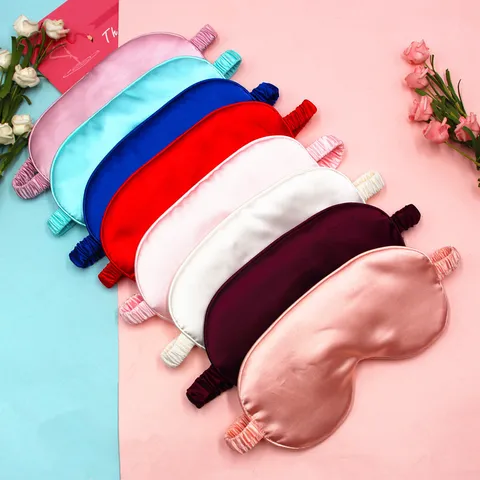 Double Sided Imitation Silk Sleeping Eye Mask Breathable Satin Light Blocking Eye Cover Smooth Elastic Strap For Travel Nap
