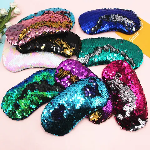 Reversible Sequin Mermaid Eye Mask Dual Sided Glitter Sleep Mask Travel Shading Blindfold