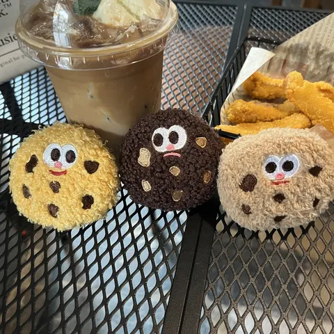 Cartoon Cookie Plush Brooch Keychain Cute Biscuit Soft Stuffed Toy Pendant For School Bag Backpack Ornament Gift Accessory