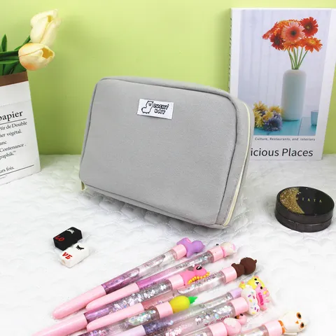 Grote Capaciteit Canvas Etui Multifunctionele Cosmetische Tas Briefpapier Organizer Voor School Kantoor Studenten