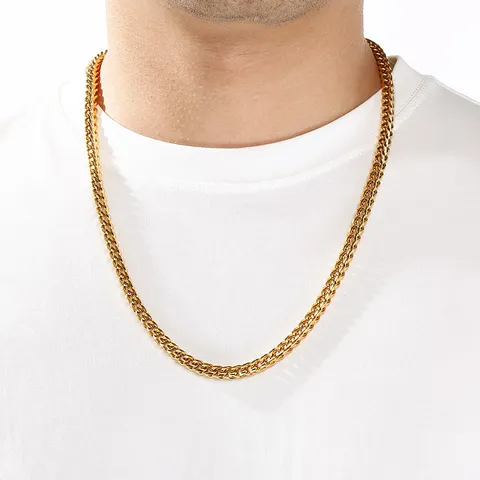 Minimalist Titanium Steel Chain Necklace For Men Women Waterproof Geometric Electroplated Solid Link Chain Fashion Jewelry