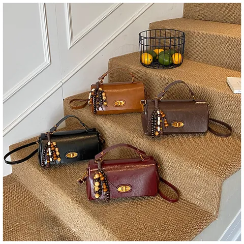 Mujer Retro PU Cuero Bolso Casual Viajero Hombro Bandolera Bolso Con Cierre Metálico Clásico Bolso De Mano Superior