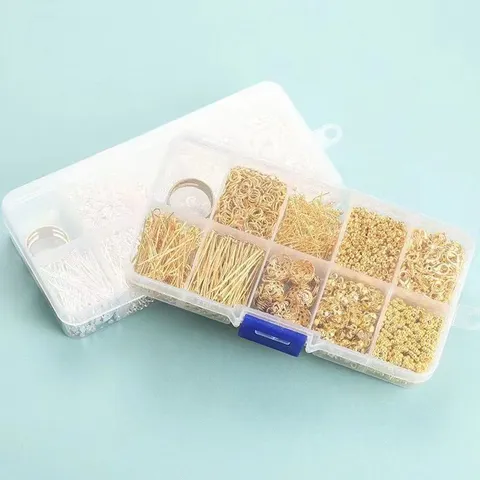 Kit Accessori per la Creazione di Gioielli Fai-da-te Anelli Aperti Chiusure a Moschettone Componenti in Metallo per Orecchini Collane