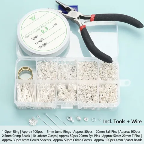 Kit Accessori per la Creazione di Gioielli Fai-da-te Anelli Aperti Chiusure a Moschettone Componenti in Metallo per Orecchini Collane