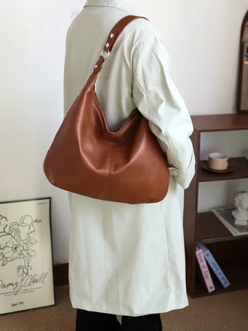 Bolso Tote de Gran Capacidad para Mujer de Cuero PU Bolso de Hombro Hobo Vintage Impermeable Bolso Casual para Commuter