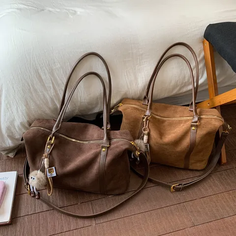 Mujeres Vintage Bolso Boston Gran Capacidad PU Cuero Tote Bolso Casual Commuting Hombro Bandolera Bolso Con Colgante
