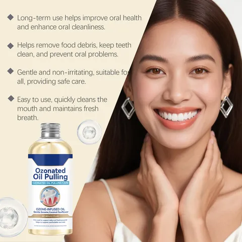 Enjuague Bucal de Oil Pulling Ozonizado Mezcla Botánica Aliento Fresco Cuidado Bucal Líquido Limpieza