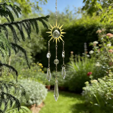 Acchiappasole in Cristallo per Finestra Prisma Creatore di Arcobaleno Ciondolo Sole in Metallo per Decorazioni d'Interni Casa Auto