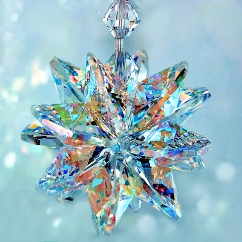 Acchiappasole Fiocco di Neve in Cristallo Finestra Sospesa Prisma Arcobaleno Vetro Rivestito AB Decorazione Casa Pendente Ornamento