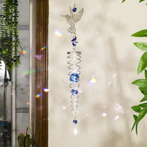 Atrapasol Colibrí Cristal Campana De Viento Colorido Bola Prisma Adorno Colgante Para Hogar Jardín Ventana