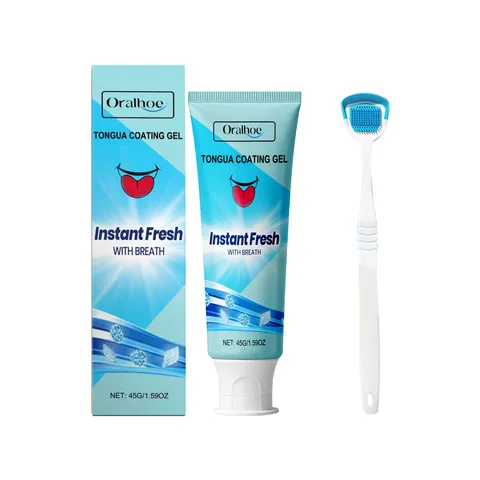Oralhoe Gel Nettoyant pour la Langue et Ensemble de Brosses Haleine Fraîche Gel de Soin Nettoyant d'Hygiène Buccale avec Outil Grattoir de Langue