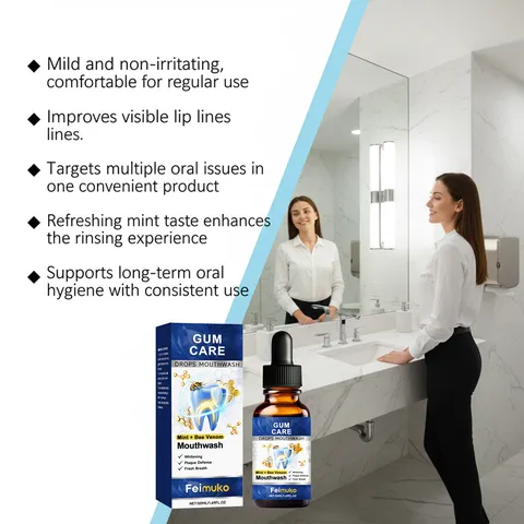 Feimuko Bee Venom Mouthwash Fresh Breath Oral Care Liquid Mint Flavor Portable Daily Cleaning Mouth Wash