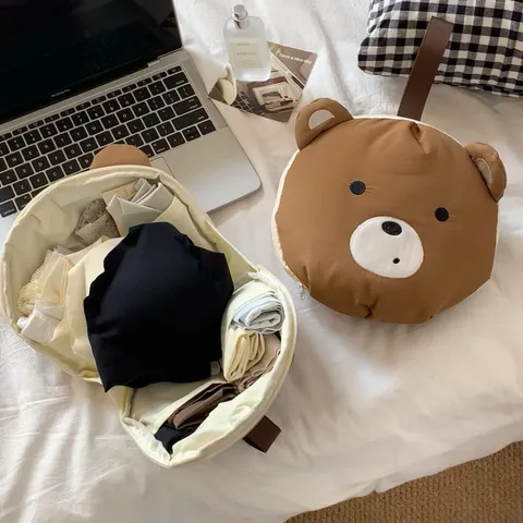 Linda Bolsa de Almacenamiento de Lencería de Viaje de Animales de Dibujos Animados Estuche Organizador Portátil de Poliéster con Cremallera