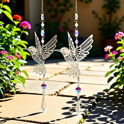 Colibri Cristallo Bianco Acchiappasole Campanella a Vento Ornamento Sospeso Decorazione per Interni Regalo per Festa di San Valentino