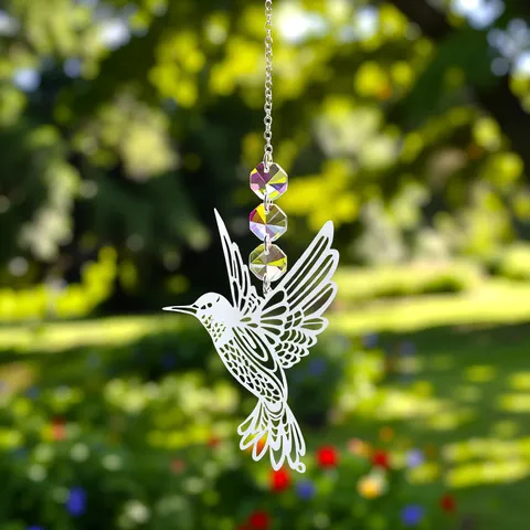 Colibri Cristallo Bianco Acchiappasole Campanella a Vento Ornamento Sospeso Decorazione per Interni Regalo per Festa di San Valentino