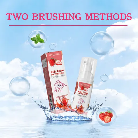 Kids Foam Toothpaste Mousse Strawberry Flavor Gentle Oral Cleaning Teeth Whitening Pump Bottle Kids Dental Care