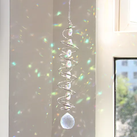 Campanella a Vento Girevole in Cristallo Acchiappasole Creatore di Arcobaleno Decorazione Sospesa Per Finestra di Casa Stanza Ornamento di Cristallo