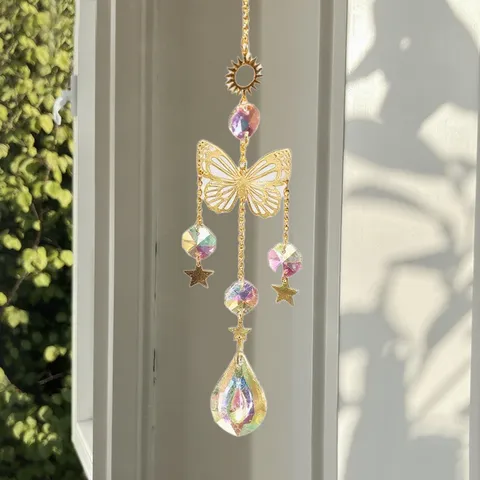 Acchiappasole in Cristallo per Finestra Ornamentale Appendiabiti Farfalla Triangolo Sole Fungo Prisma Creatore di Arcobaleno Regalo