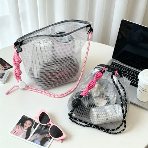 Large Capacity EVA Waterproof Mesh Beach Bag Multi-functional Swimming Storage Tote Bag With Buckle Handle For Travel Sand Pool Women