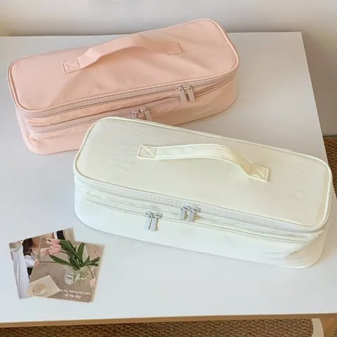 Portable Dual Layer Hair Dryer Storage Bag Large Capacity Travel Handheld Hair Tool Organizer Case For Curling Iron And Accessories