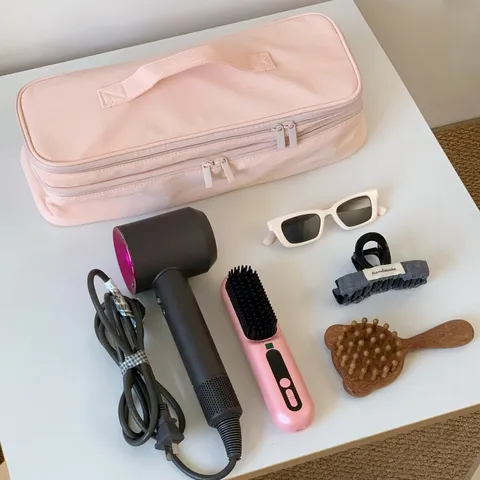 Portable Dual Layer Hair Dryer Storage Bag Large Capacity Travel Handheld Hair Tool Organizer Case For Curling Iron And Accessories