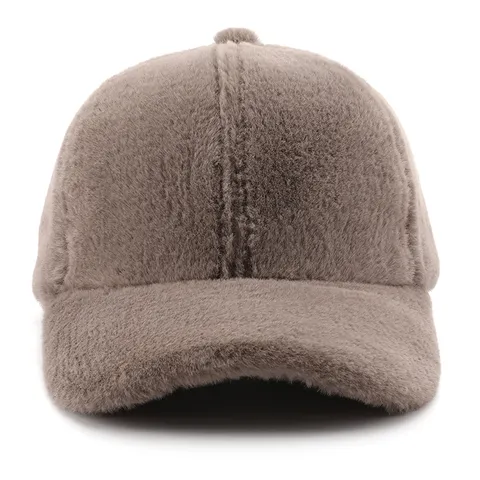 Casquette de Baseball en Peluche Hiver Rétro Japonais Couleur Unie Chaud Chapeau à Visière Homme Femme Extérieur Coupe-vent