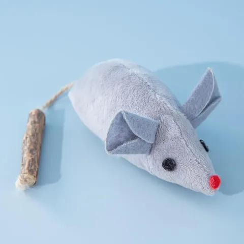 Carino Giocattolo per Gatti in Peluche Topo Giocattolo di Dentizione Interattivo con Erba Gatta e Bastoncino di Legno Silvervine per Gattini Articoli per Animali Domestici