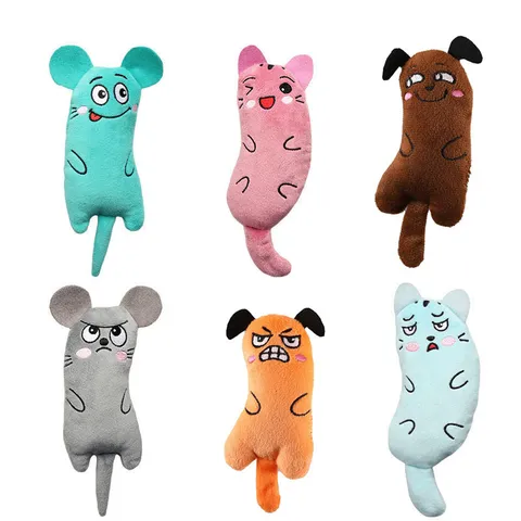 Cute Plush Cat Toy Interactive Self Play Kitten Toy With Catnip And Sound Paper Soft Stuffed Animal Pet Chewing Toy