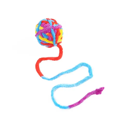 Palla Giocattolo Interattiva per Gatti in Peluche Tessuta QQ con Coda Lunga Macinazione dei Denti Colorato Gattino Giocattolo Articoli per Animali