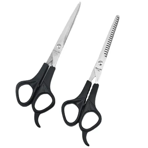 Stainless Steel Pet Grooming Scissors Black Handle Straight And Thinning Shears For Cats And Dogs Hair Care Tool