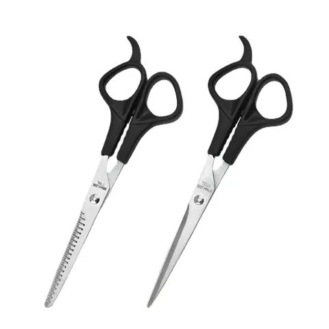 Stainless Steel Pet Grooming Scissors Black Handle Straight And Thinning Shears For Cats And Dogs Hair Care Tool