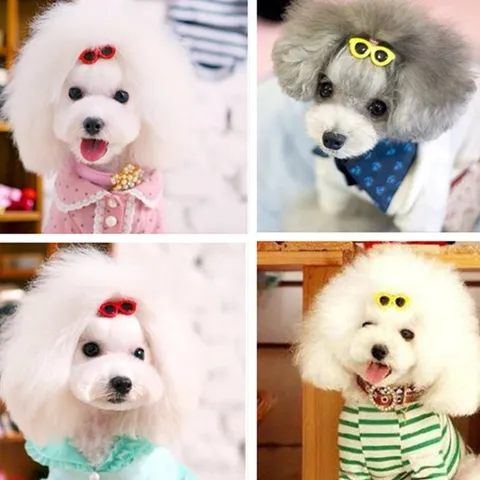 Cute Heart Sunglasses Pet Hair Clip Plastic Small Dog Cat Hair Bows Fashion Grooming Accessories Cute Puppy Hair Pins