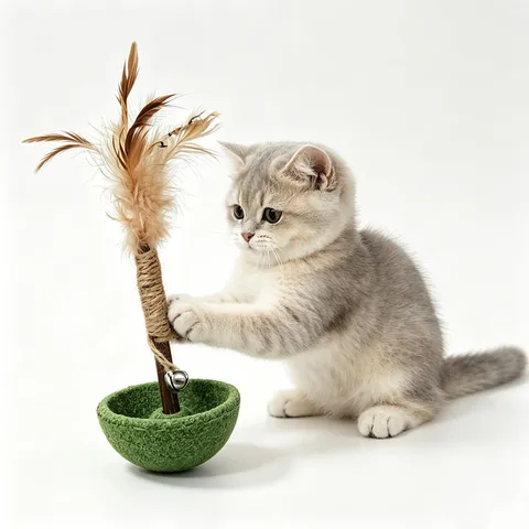 Giocattolo Piuma Tumbler Menta per Gatto Giocattolo Interattivo Legno Silvervine Piuma Naturale Campanello