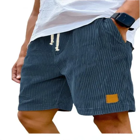 Pantaloncini Casual in Velluto a Coste da Uomo Retro Tinta Unita Vestibilità Dritta Estivi Da Spiaggia Con Tasche e Coulisse