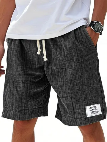 Pantalones Cortos de Playa Casuales de Color Sólido con Cordón para Hombre Verano Transpirables Holgados de Moda