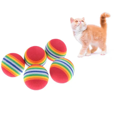 Giocattolo per Gatti Palline Arcobaleno Schiuma EVA Colorato Interattivo Silenzioso Elastico Palline da Masticare Per Gattino Forniture