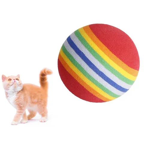 Giocattolo per Gatti Palline Arcobaleno Schiuma EVA Colorato Interattivo Silenzioso Elastico Palline da Masticare Per Gattino Forniture