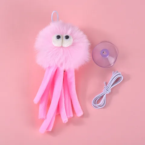 Giocattolo Sospeso per Gatti a Forma di Polpo Peluche Interattivo con Corda Elastica e Campanello per Gatti