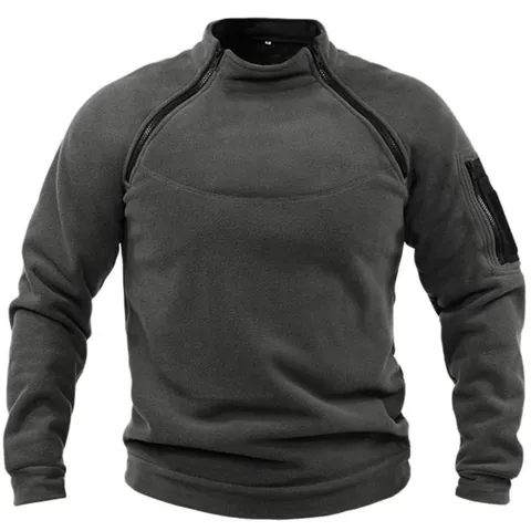 Herren Verdichtetes Fleece Taktisches Sweatshirt Lockeres Farbblock Stehkragen Langarm Sportliches Freizeiteinfaches Pullover Oberteil