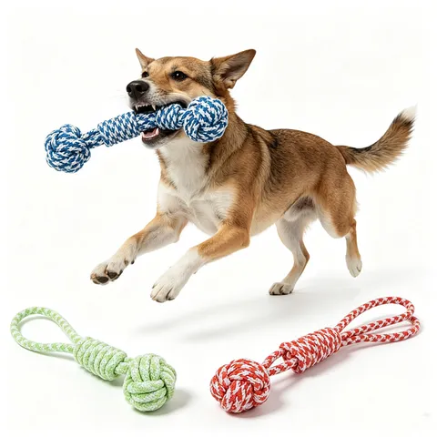 Durable Cotton Rope Dog Chew Toy Interactive Braided Teething Rope Ball For Puppy And Small Medium Dogs Pet Teeth Cleaning