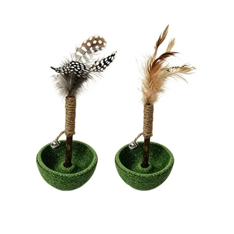 Giocattolo Piuma Tumbler Menta per Gatto Giocattolo Interattivo Legno Silvervine Piuma Naturale Campanello