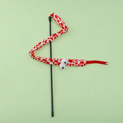 Giocattolo Interattivo per Gatti Bacchetta Teaser Serpente di Peluche Con Carta Sonora Pompom Colorato Bastoncino per Gattini Articoli per Animali