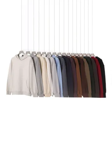 Sudadera con Capucha Pesada de Color Sólido Hombres Mujeres Retro Americano Rizo Pesado Casual Manga Larga Jersey con Capucha