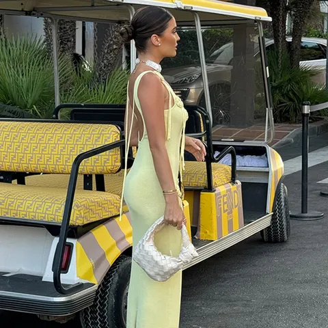 Abito da Spiaggia Donna Estate Tinta Unita Lavorato a Maglia Uncinetto Floreale 3D Vestito Maxi Collo all'Americana Casual