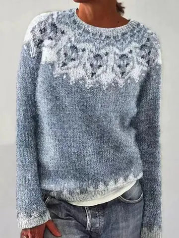 Women's Casual Geometric Colorblock Long Sleeve Pullover Knit Sweater Acrylic Winter Warm Fashion Tops