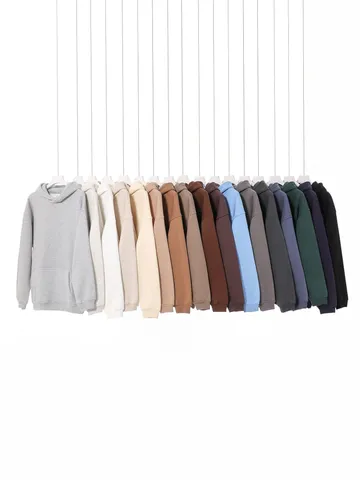 Men's Heavyweight Fleece Lined Hooded Sweatshirt Casual Solid Color Drop Shoulder Pullover Hoodie Winter Streetwear