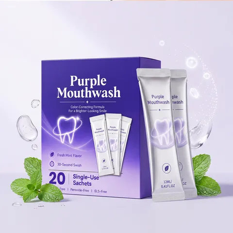 Portable Purple Mint Mouthwash Fresh Breath Oral Cleaning Individual Sachet Travel Mouth Wash Liquid Care