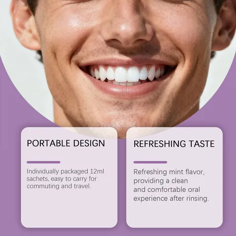 Portable Fresh Mint Mouthwash Liquid Alcohol Free Breath Freshener Individual Stick Pack Oral Care Travel Daily Use